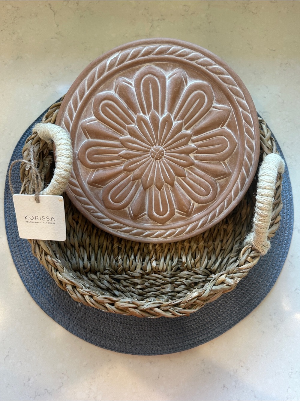 KORISSA TERRACOTTA BREAD WARMER WITH BASKET NWT